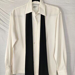 Andrea Javine - Essentials - Ivory Shirt w/Attached Scarf - Size 6